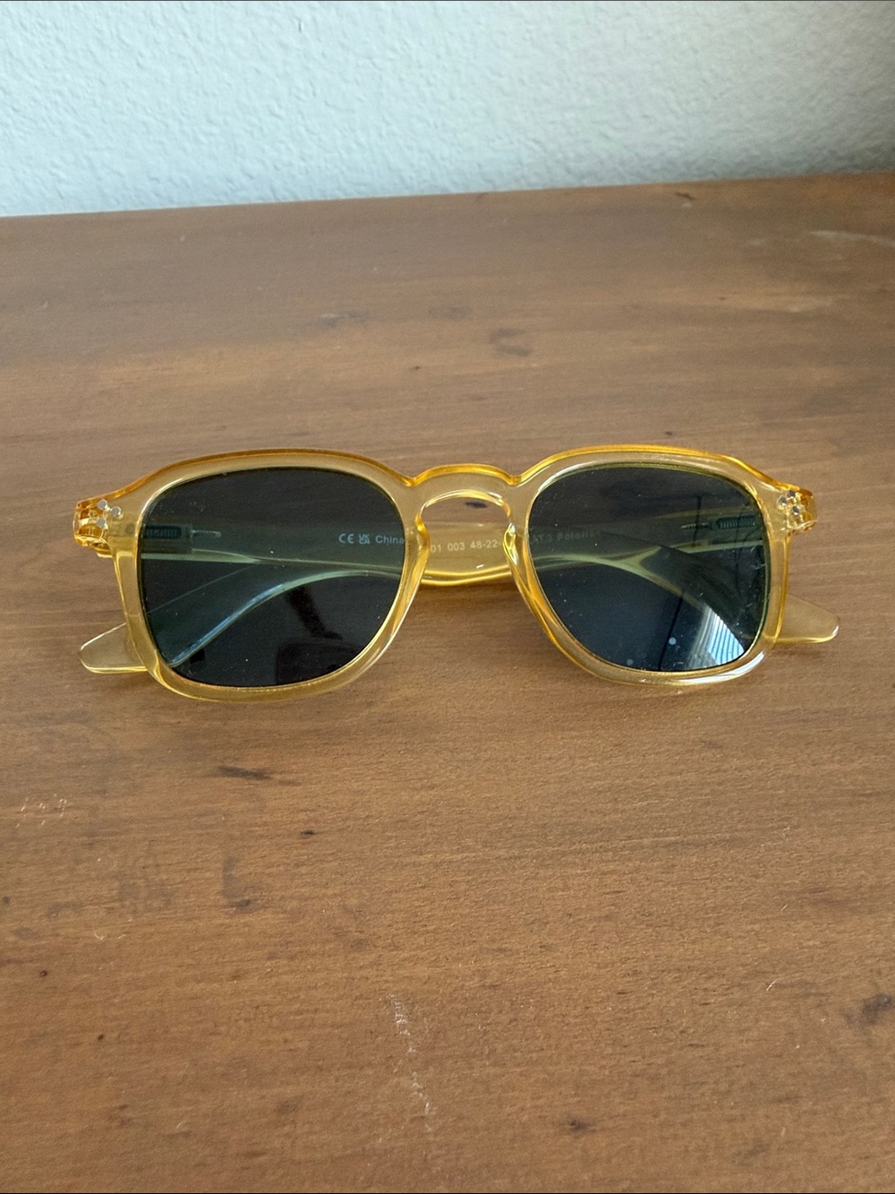 Yellow Transparent Frame Sunglasses with Dark Lenses